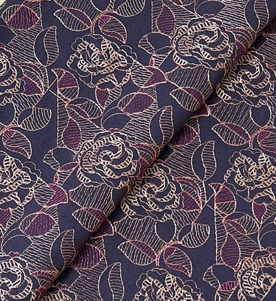 Fabareeze Dark Navy Blue 3 PC Embroidered Karandi