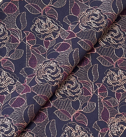 Fabareeze Dark Navy Blue 3 PC Embroidered Karandi