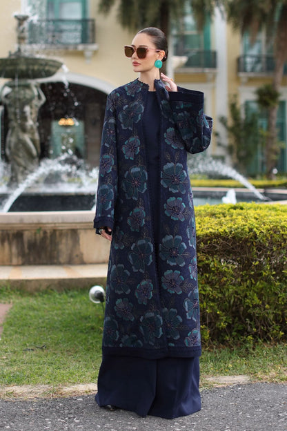Fabareeze Navy blue 3 PC Embroidered Karandi