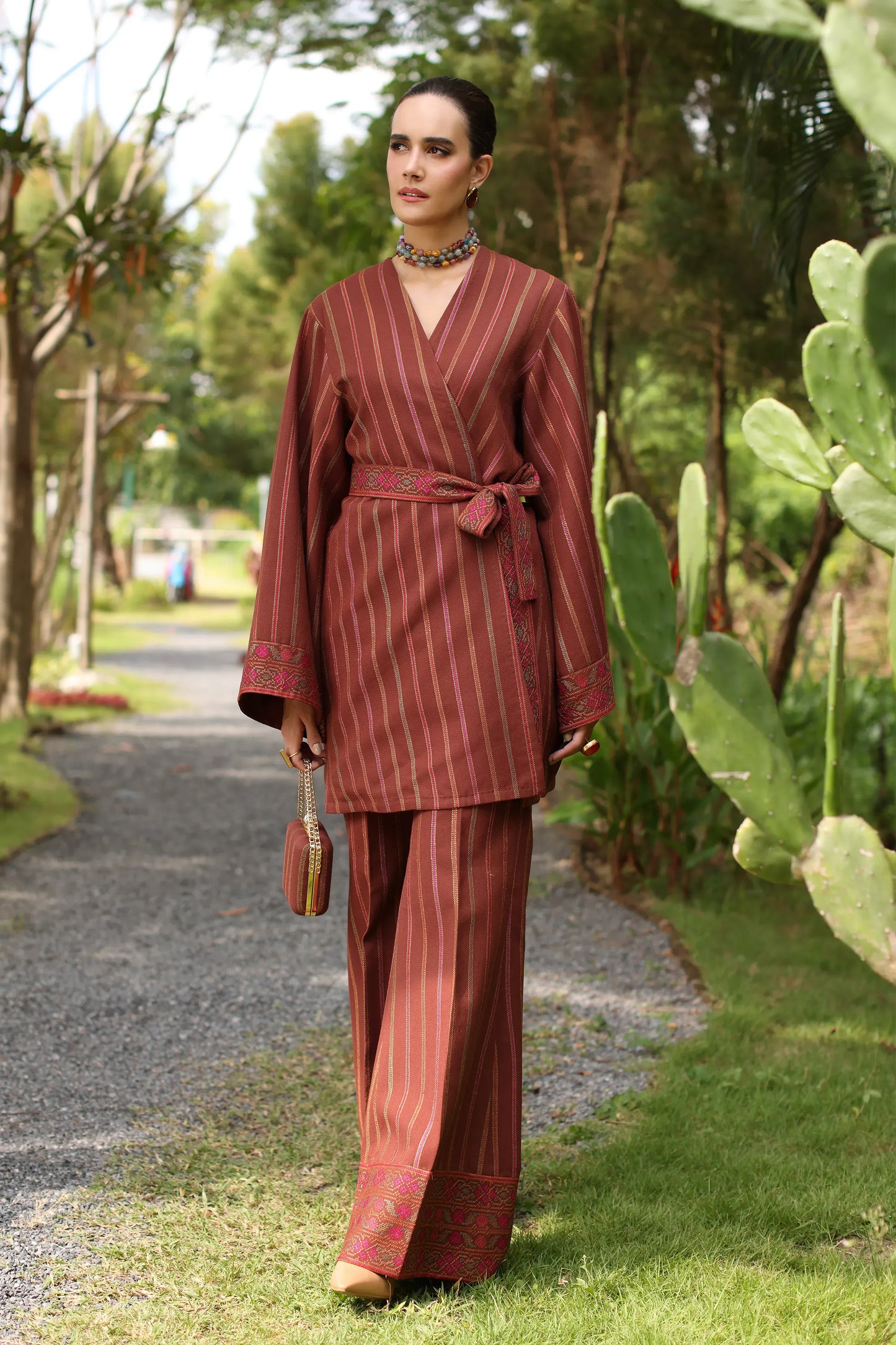 Fabareeze Brown 3 PC Embroidered Karandi
