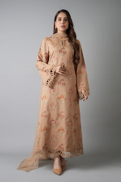 Fabareeze Light brown 3 PC Embroidered Karandi