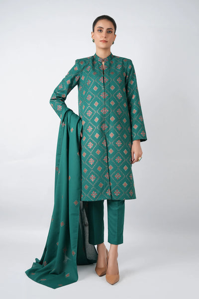 Fabareeze Green 3 PC Embroidered Karandi