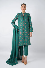 Fabareeze Green 3 PC Embroidered Karandi