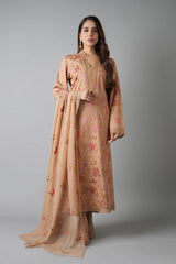 Fabareeze Light brown 3 PC Embroidered Karandi