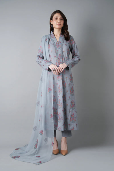 Fabareeze Grey 3 PC Embroidered Karandi