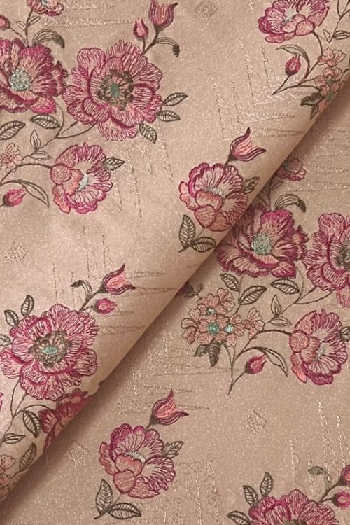 Fabareeze Peach 3 PC Embroidered Karandi