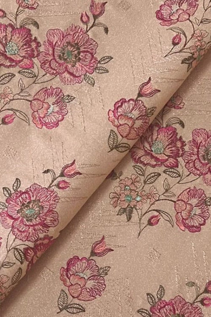 Fabareeze Peach 3 PC Embroidered Karandi