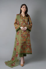 Fabareeze Green 3 PC Embroidered Karandi