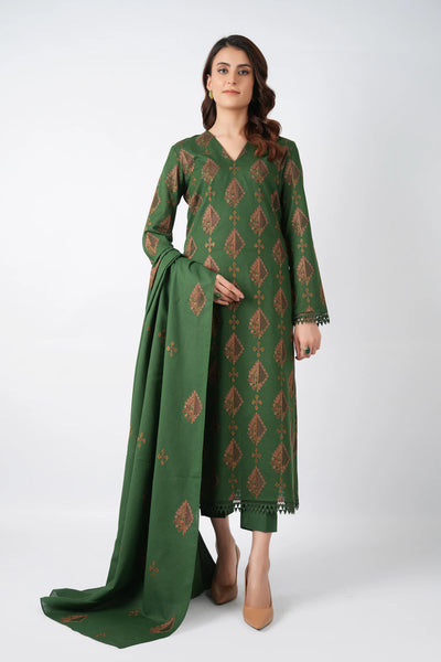Fabareeze Green 3 PC Embroidered Karandi