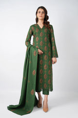 Fabareeze Green 3 PC Embroidered Karandi