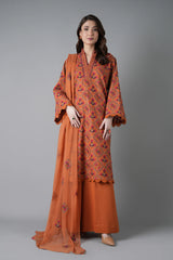 Fabareeze Rust 3 PC Embroidered Karandi