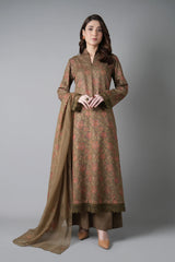 Fabareeze Olive green 3 PC Embroidered Karandi
