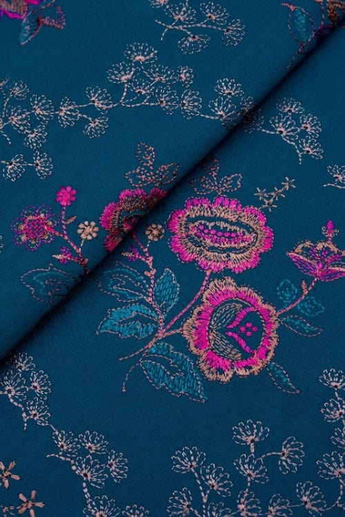 Fabareeze Zinc blue 3 PC Embroidered Karandi