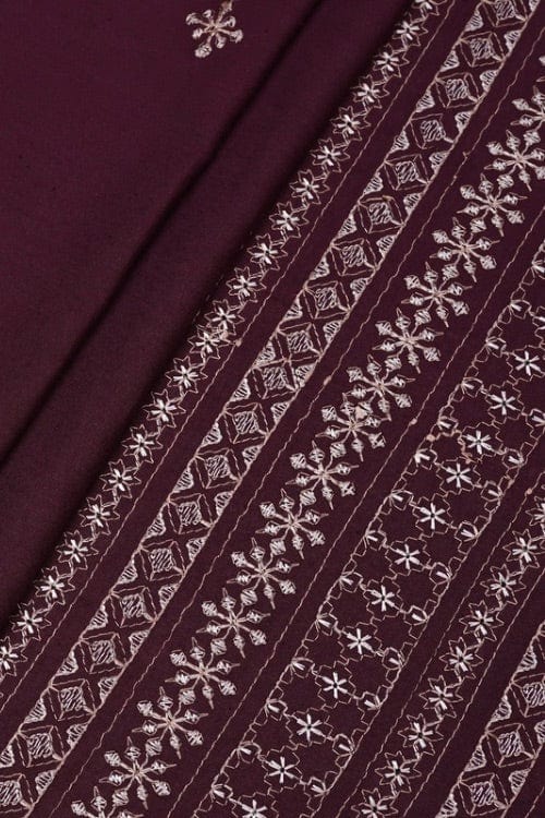 Fabareeze Dark maroon 3 PC Embroidered Karandi