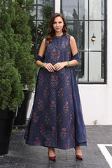 Fabareeze Navy blue 3 PC Embroidered Karandi