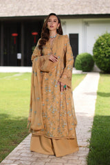 Fabareeze Light Mustard 3 PC Embroidered Karandi