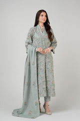 Fabareeze Grey 3 PC Embroidered Karandi