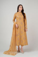 Fabareeze mustard 3 PC Embroidered Karandi