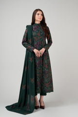 Fabareeze D.Green 3 PC Embroidered Karandi