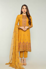 Fabareeze Mustard 3 PC Embroidered Karandi