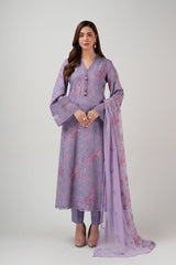 Fabareeze Purple 3 PC Embroidered Karandi