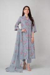 Fabareeze Grey 3 PC Embroidered Karandi