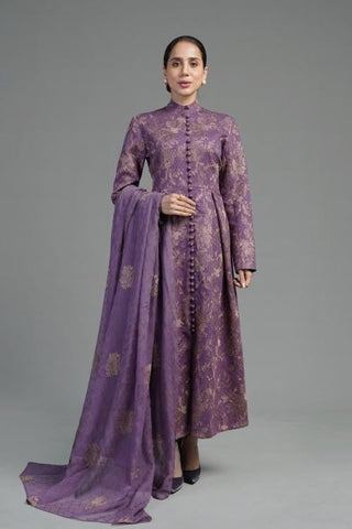 Fabareeze Purple 3 PC Embroidered Karandi