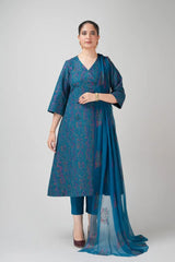 Fabareeze Zinc blue 3 PC Embroidered Karandi