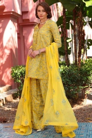 Fabareeze Yellow 3 PC Lawn Embroidered