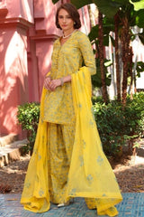 Fabareeze Yellow 3 PC Lawn Embroidered