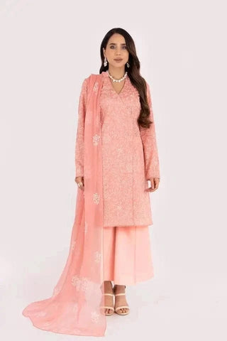 Fabareeze Peach 3 PC Lawn Embroidered
