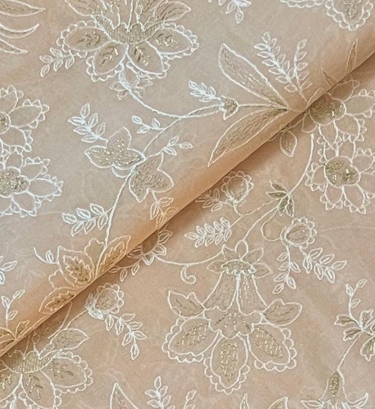 Fabareeze Light peach 3 PC Lawn Embroidered