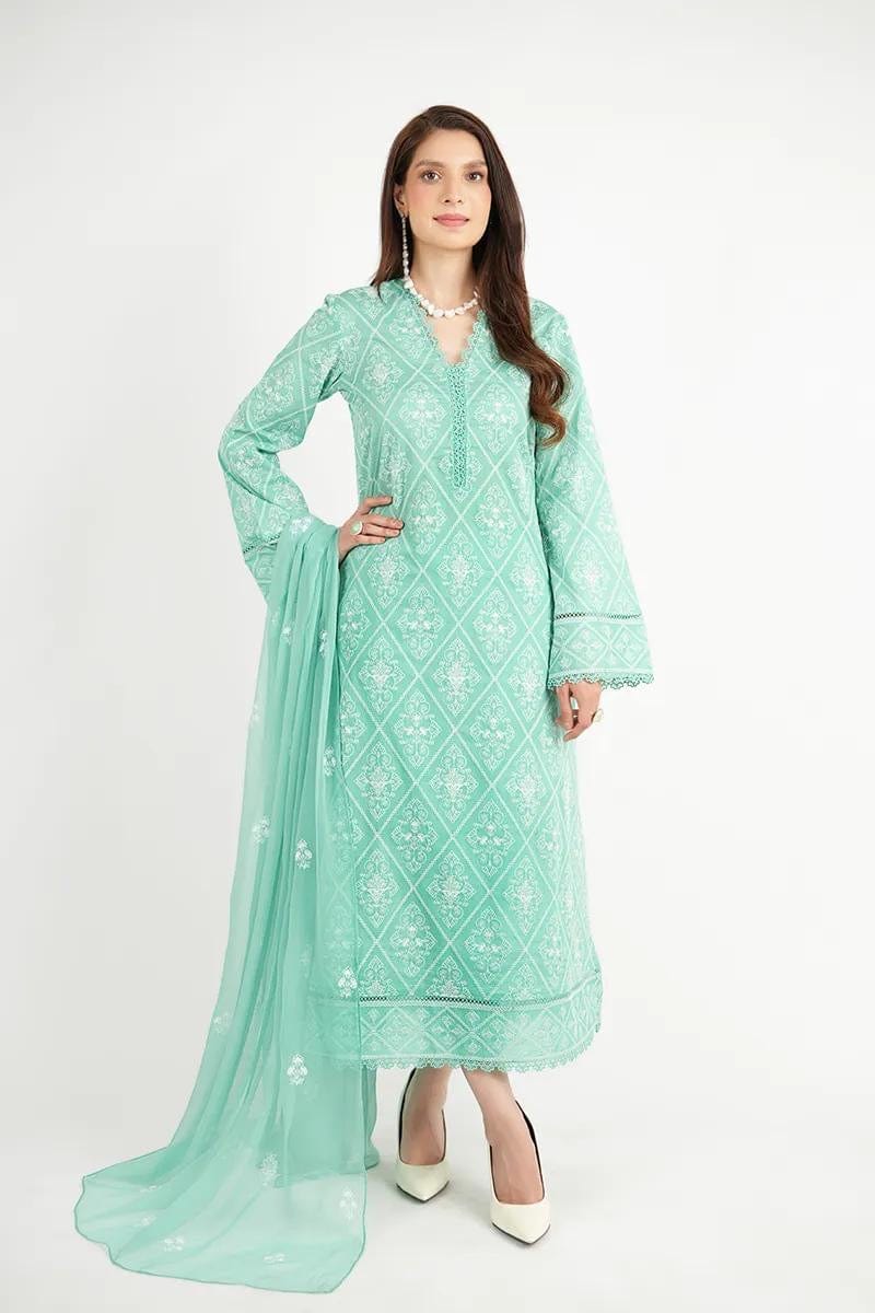 Fabareeze Sea green 3 PC Lawn Embroidered