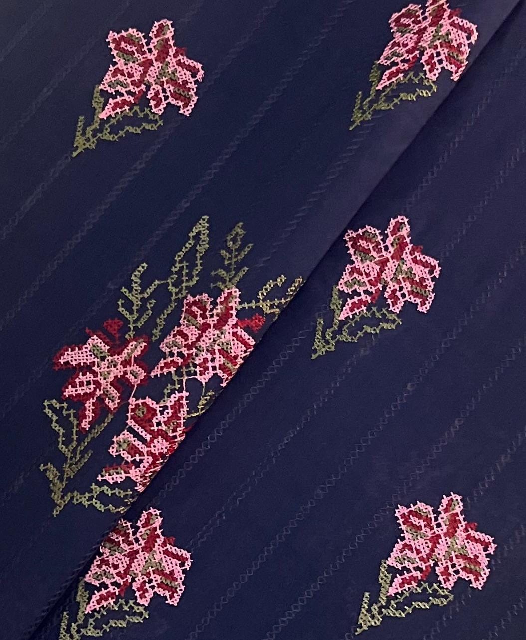Fabareeze Navy blue 3 PC Lawn Embroidered