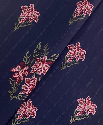 Fabareeze Navy blue 3 PC Lawn Embroidered