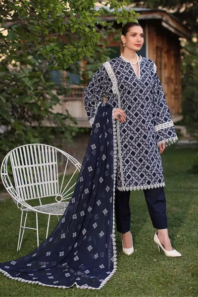 Fabareeze Navy blue 3 PC Lawn Embroidered