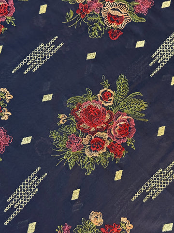Fabareeze Navy Blue 3 PC Lawn Embroidered