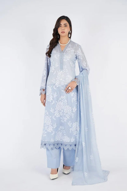 Fabareeze Ice blue 3 PC Lawn Embroidered