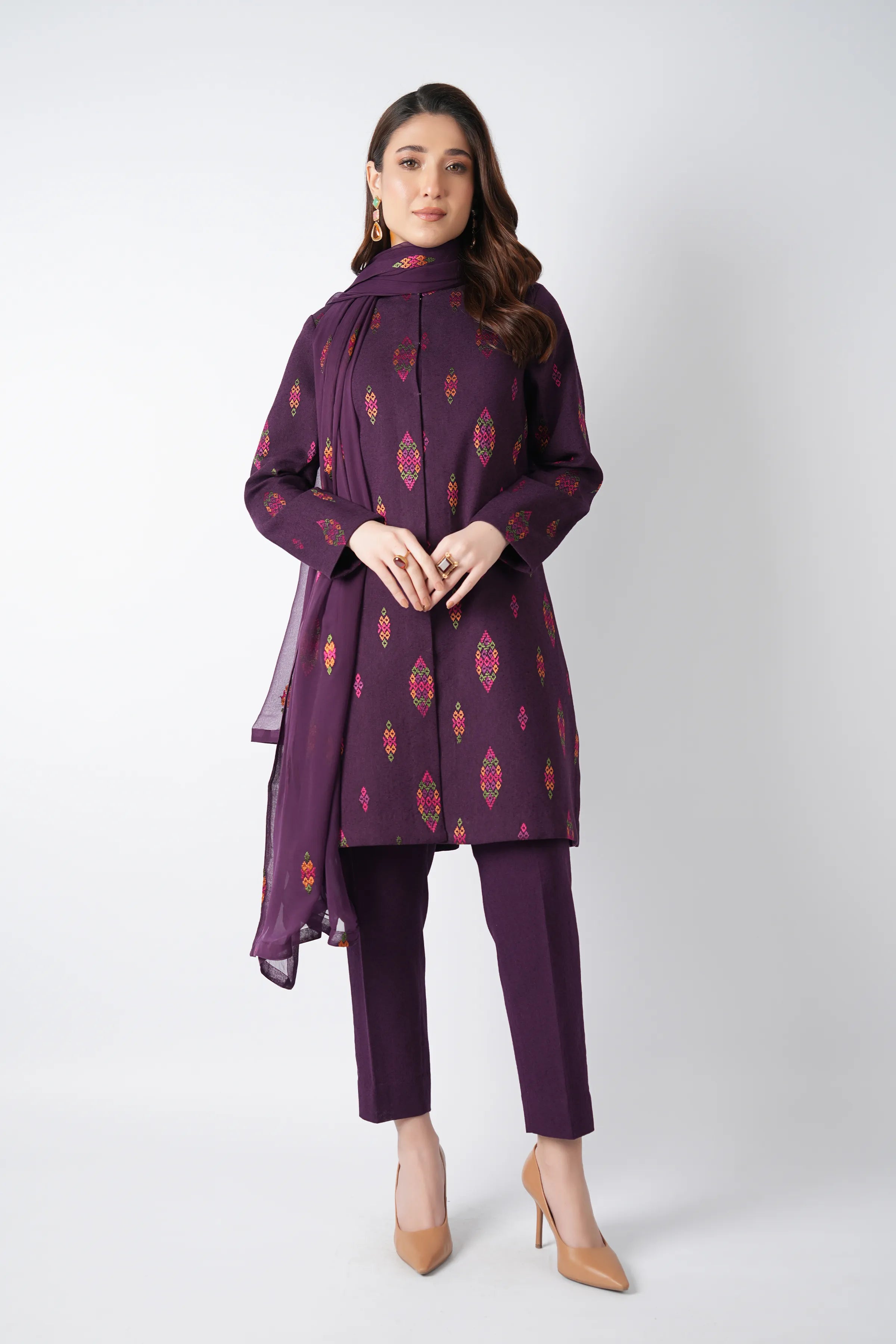 Fabareeze Purple 3 PC Lawn Embroidered