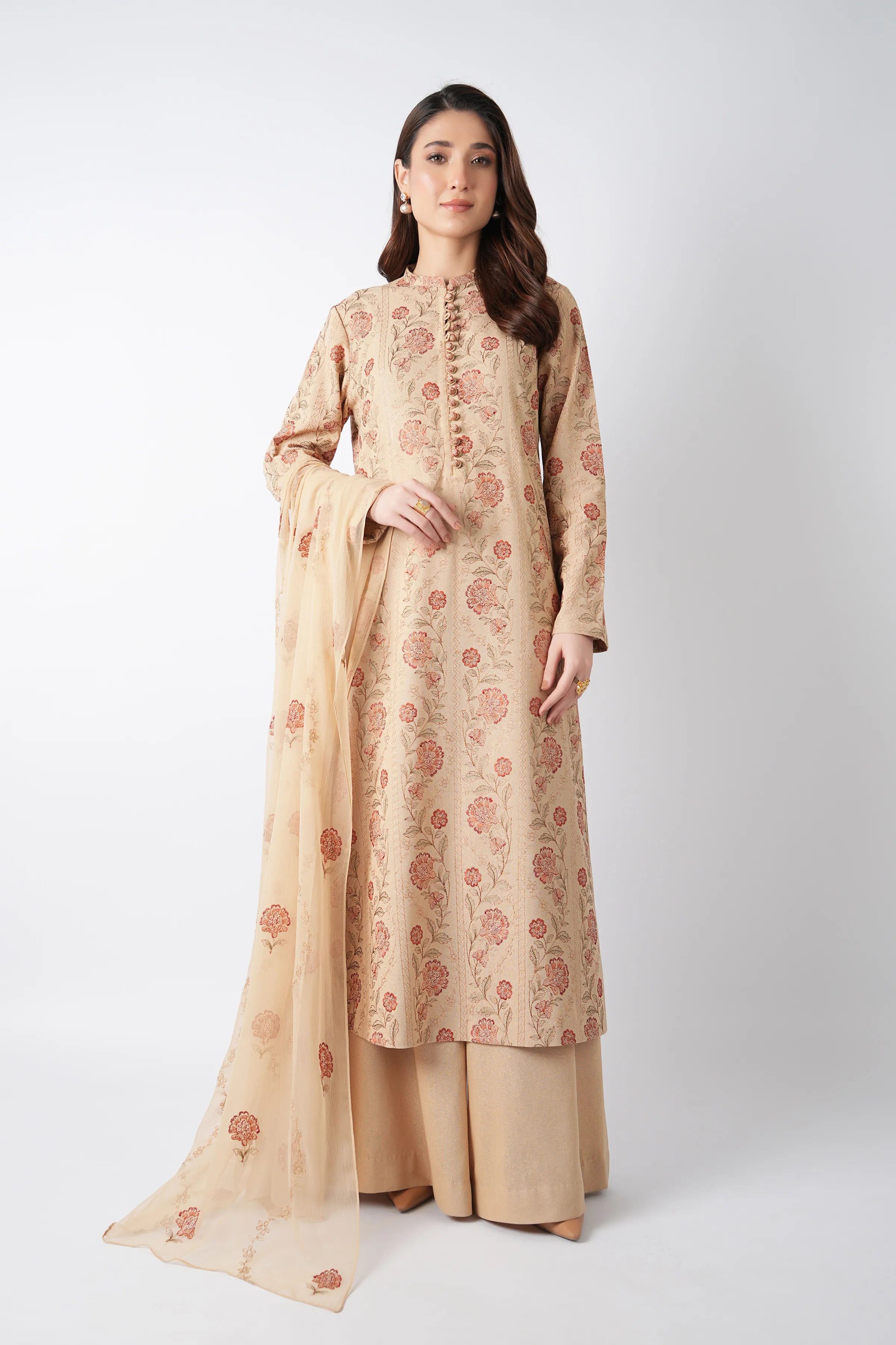 Fabareeze Beige 3 PC Lawn Embroidered