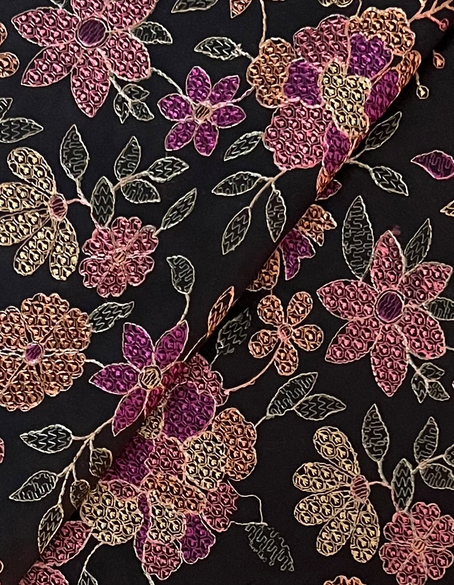 Fabareeze Black 3 PC Lawn Embroidered