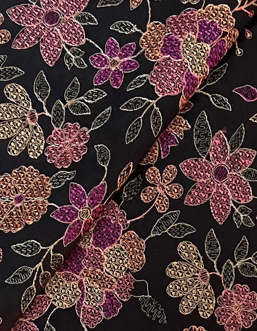 Fabareeze Black 3 PC Lawn Embroidered