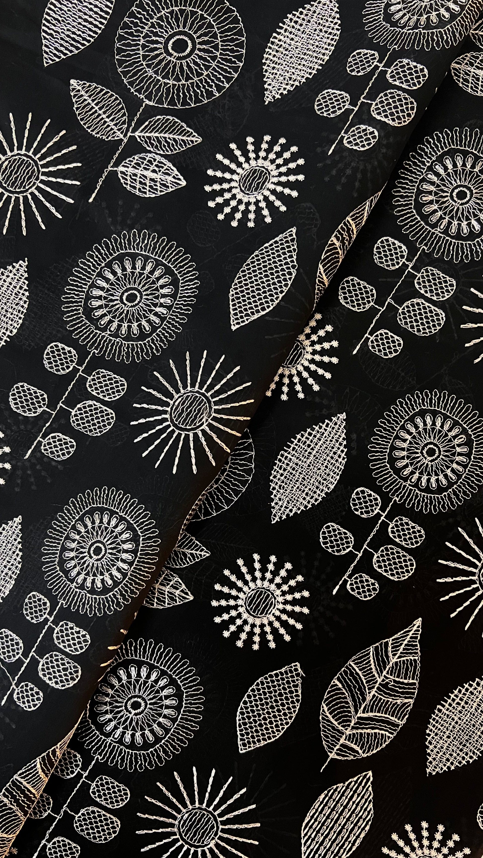 Fabareeze Black 3 PC Lawn Embroidered