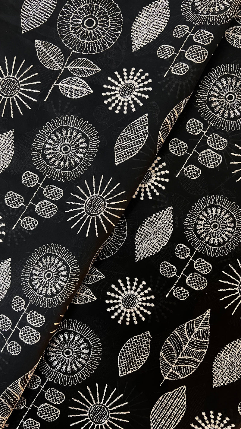 Fabareeze Black 3 PC Lawn Embroidered