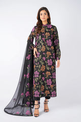 Fabareeze Black 3 PC Lawn Embroidered