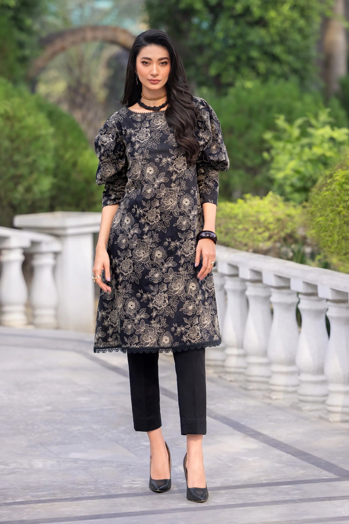 Fabareeze Black 3 PC Lawn Embroidered