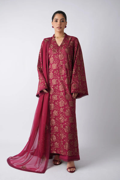 Fabareeze Raspberry magenta pink 3 PC Lawn Embroidered