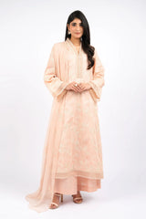 Fabareeze Peach 3 PC Lawn Embroidered