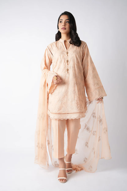 Fabareeze Peach 3 PC Lawn Embroidered