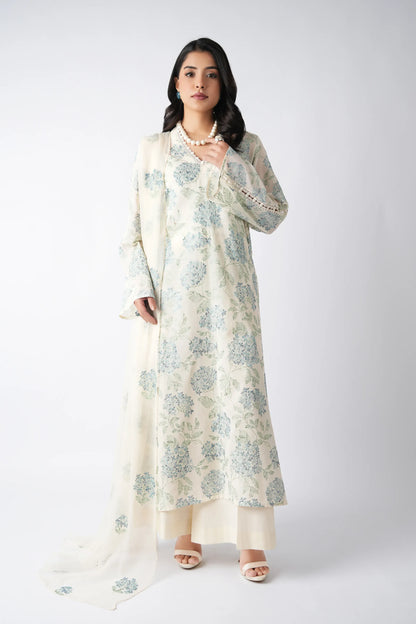 Fabareeze Off white 3 PC Lawn Embroidered